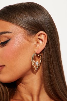 Hearts By Chance Hoop Earrings - Gold sold by Fashion Nova