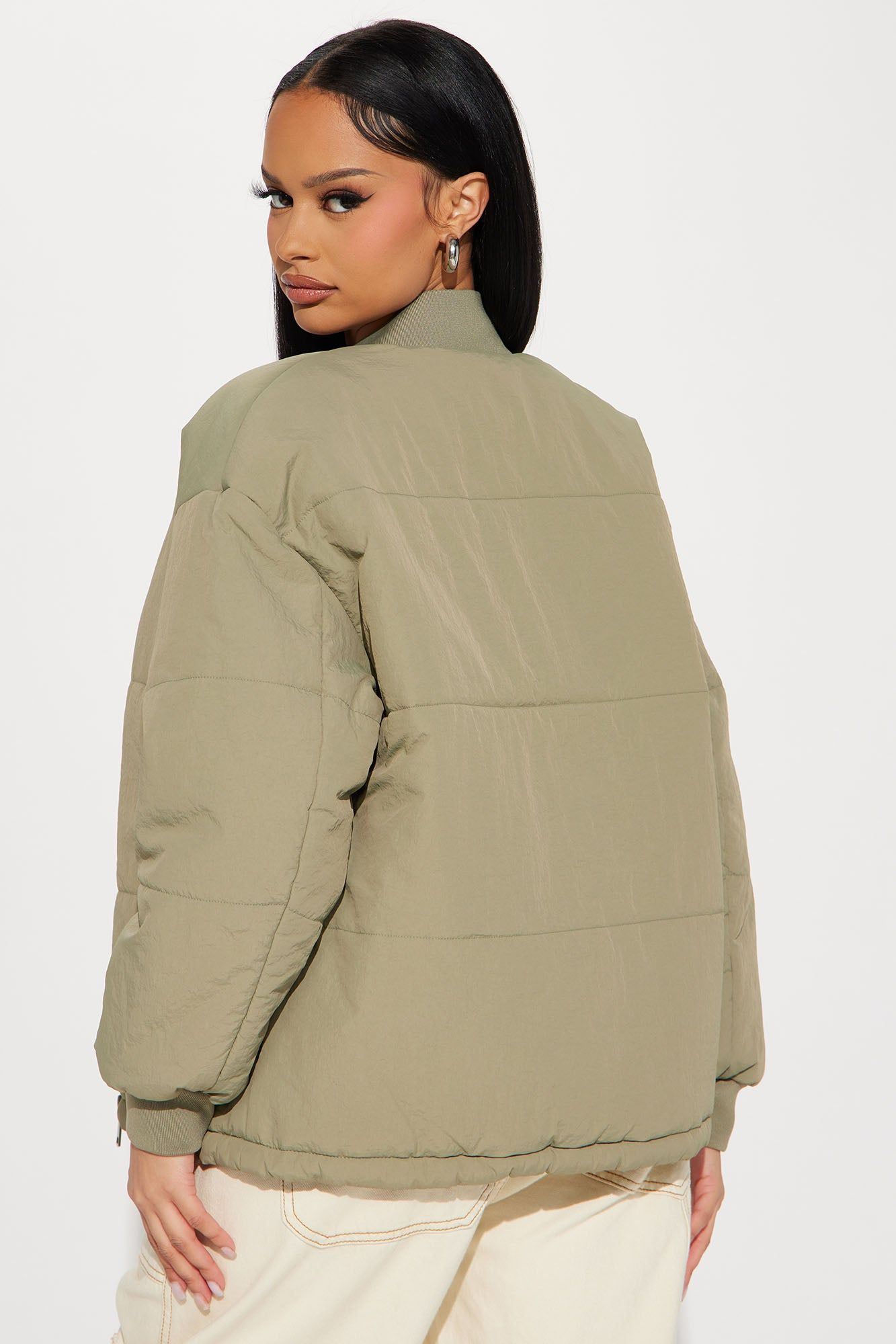 Riley Quilted Bomber Jacket - Sage sold by Fashion Nova product image thumbnail 3