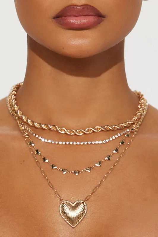 Hearts Full Layered Necklace - Gold sold by Fashion Nova