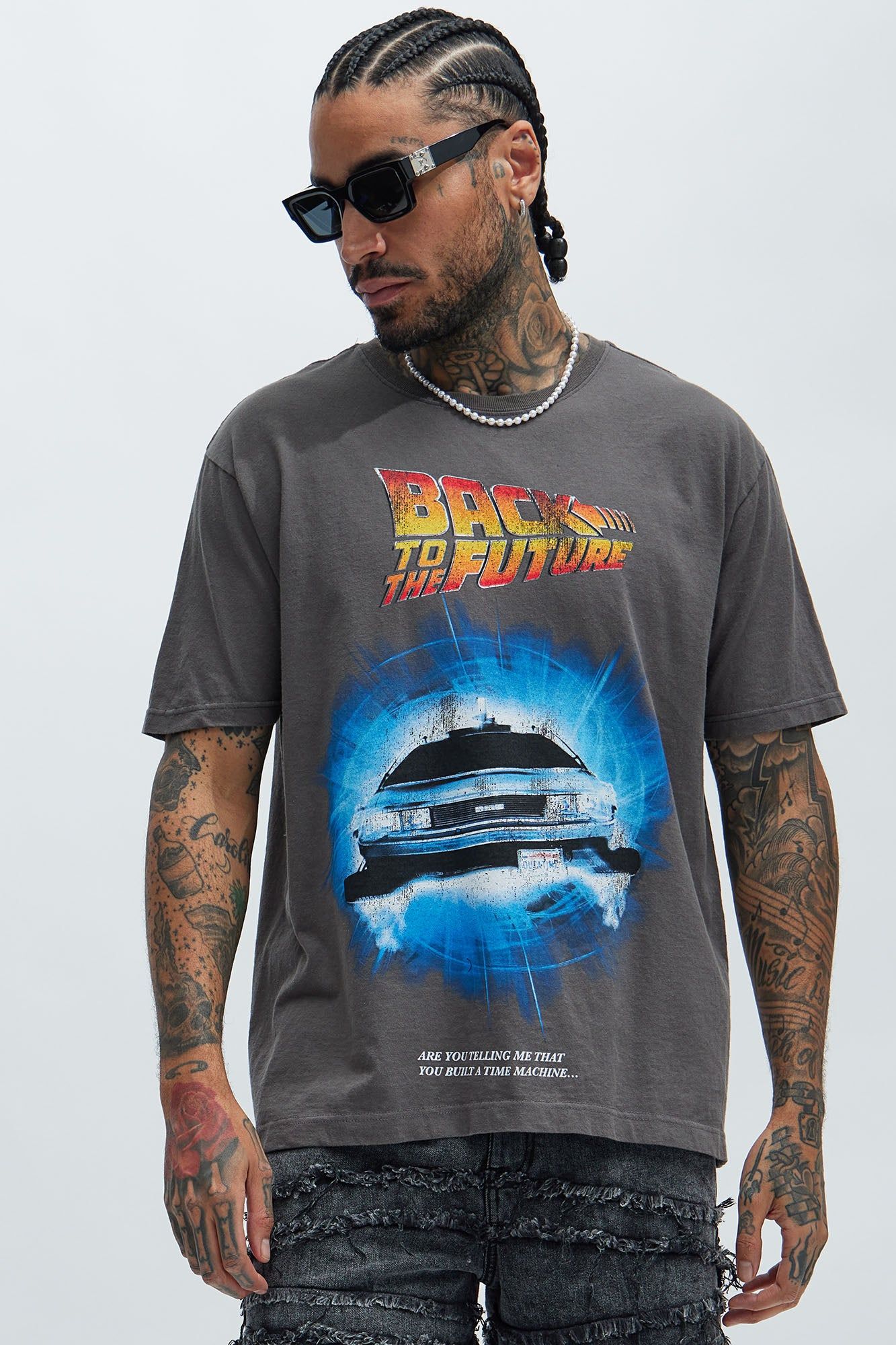 Back To The Future Oversized Short Sleeve Tee - Black sold by Fashion Nova