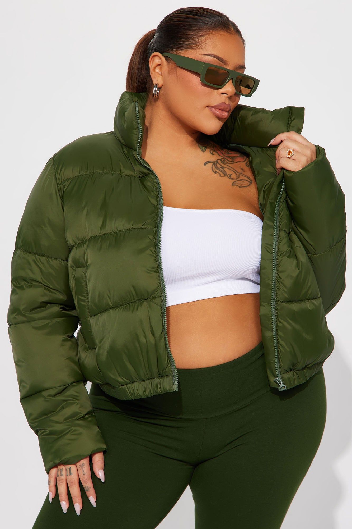 Name Your Game Puffer Coat - Hunter sold by Fashion Nova product image thumbnail 4