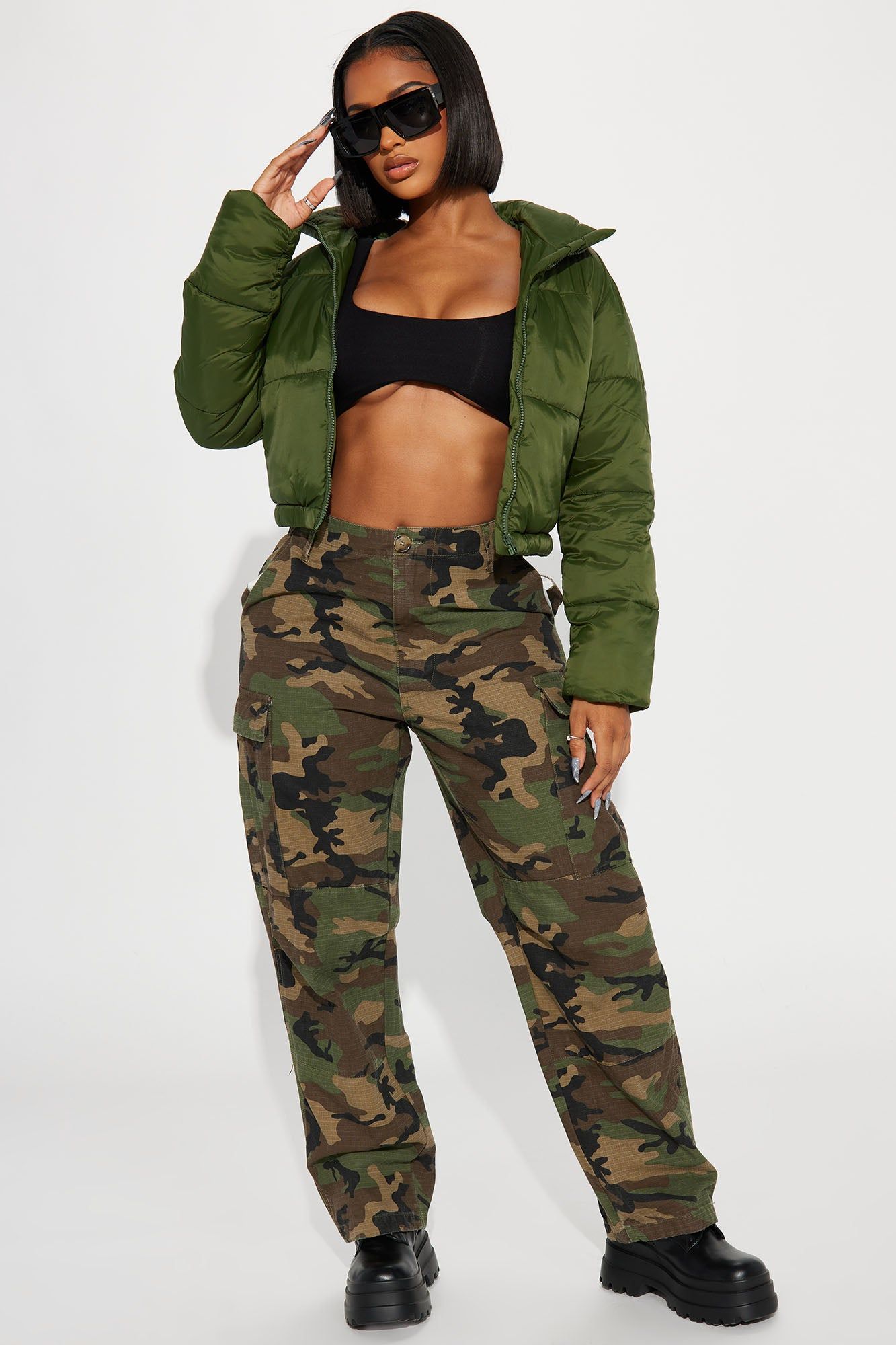 Name Your Game Puffer Coat - Hunter sold by Fashion Nova product image thumbnail 2