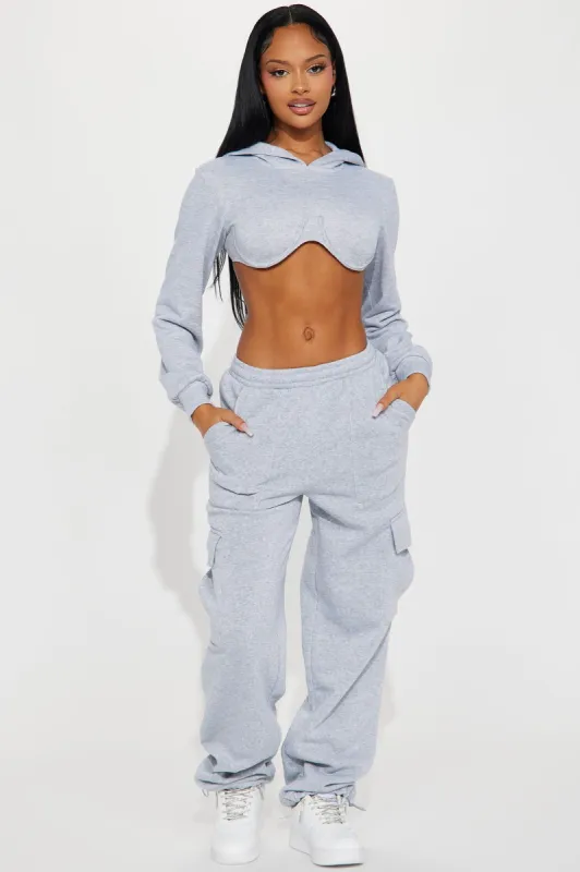 Tessa Fleece Lounge Jogger - Grey sold by Fashion Nova