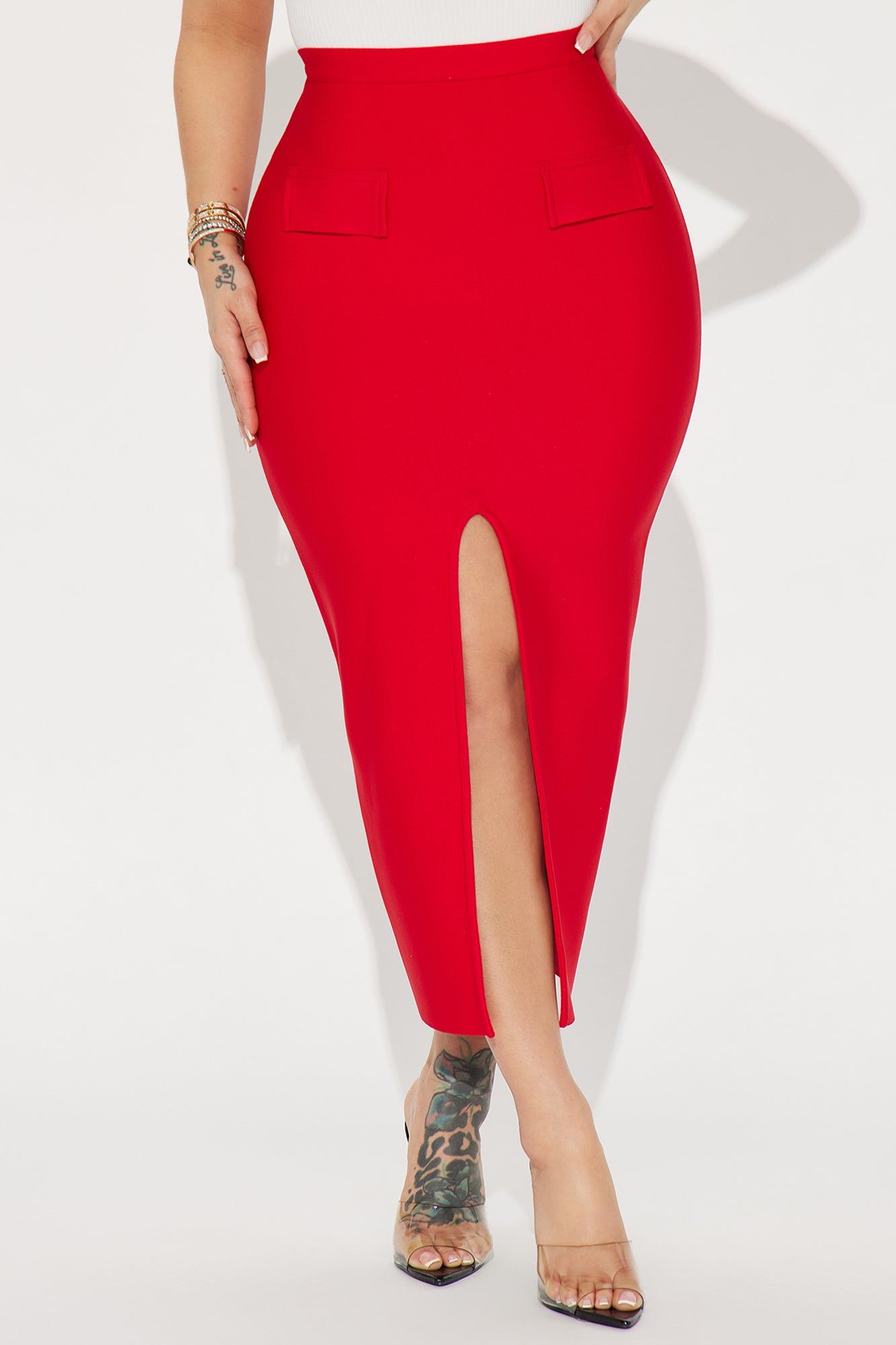 Boss Behavior Bandage Midi Skirt - Red sold by Fashion Nova product image thumbnail 2