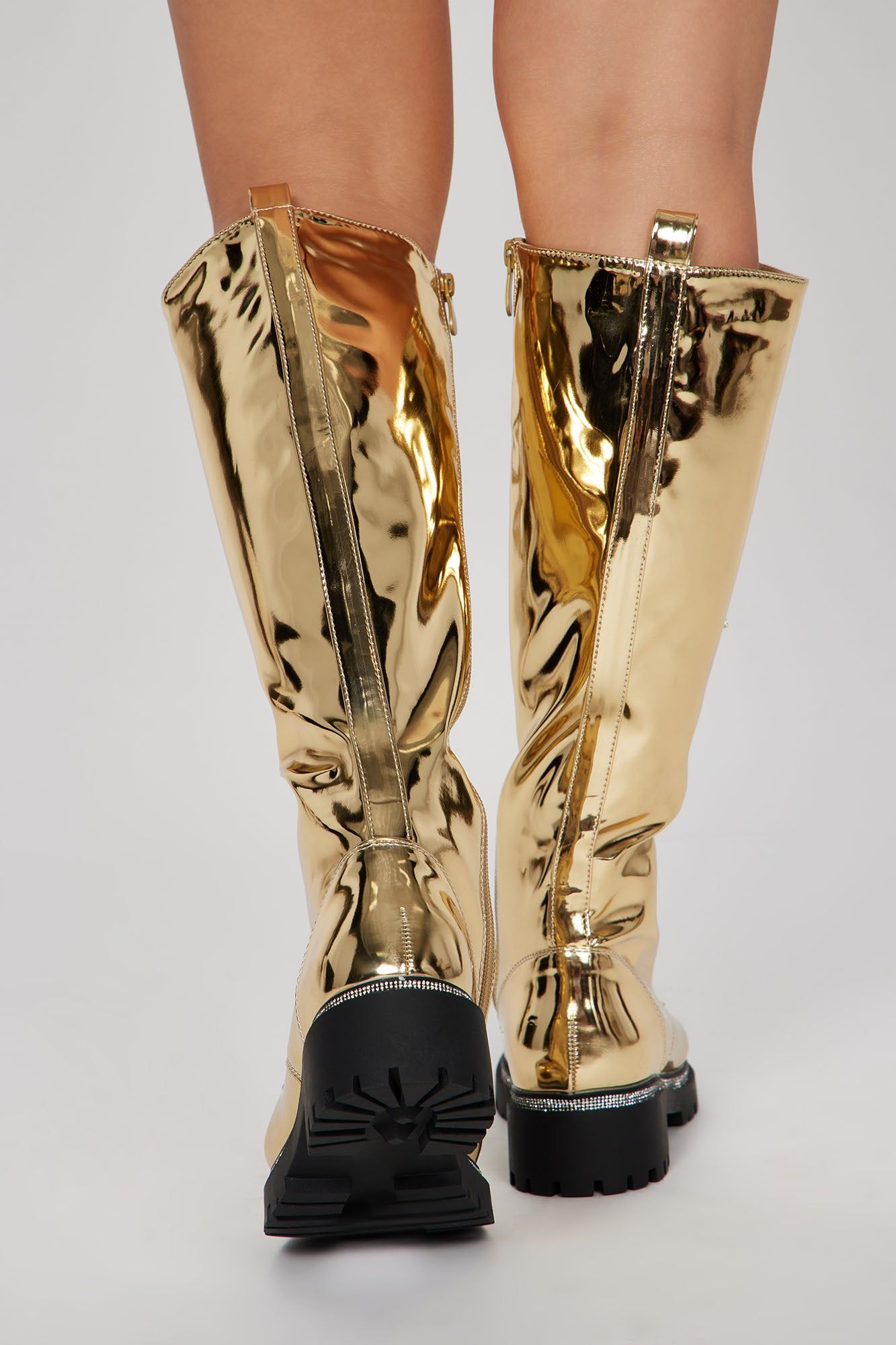 Feeling A Way Knee High Combat Boots - Gold sold by Fashion Nova product image thumbnail 3