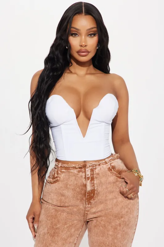 Too Hot To Handle Corset Top - White sold by Fashion Nova