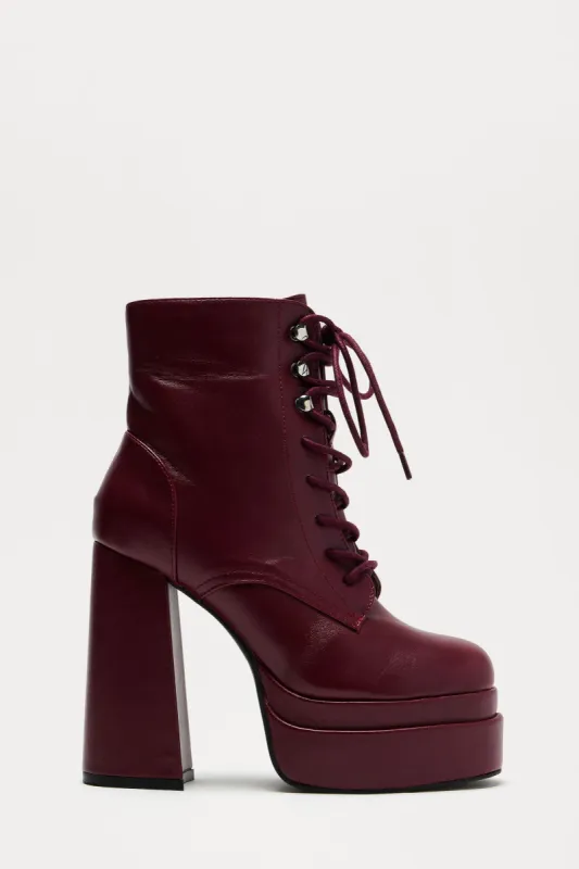Jet Platform Booties - Burgundy sold by Fashion Nova