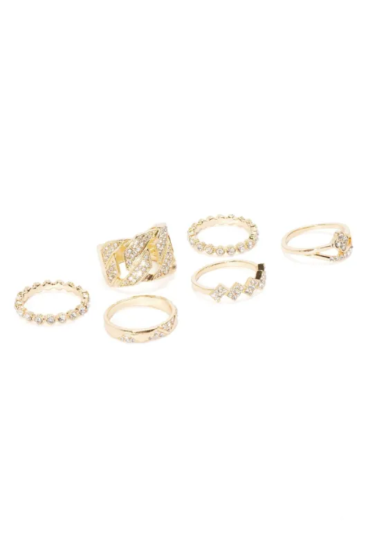 Elevate Me 6 Piece Ring Set  - Gold sold by Fashion Nova