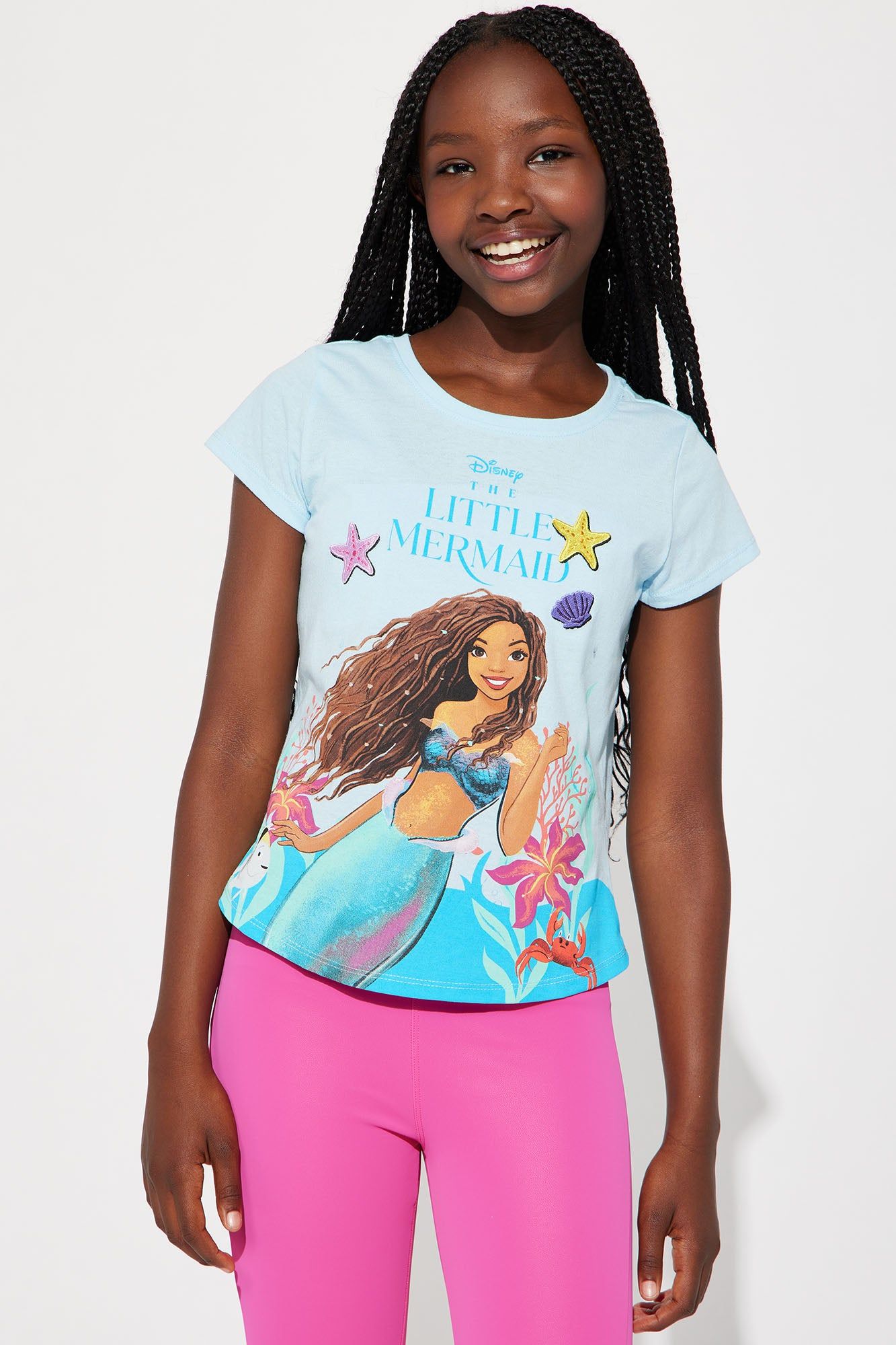 Mini The Little Mermaid Short Sleeve Tee - Light Blue sold by Fashion Nova
