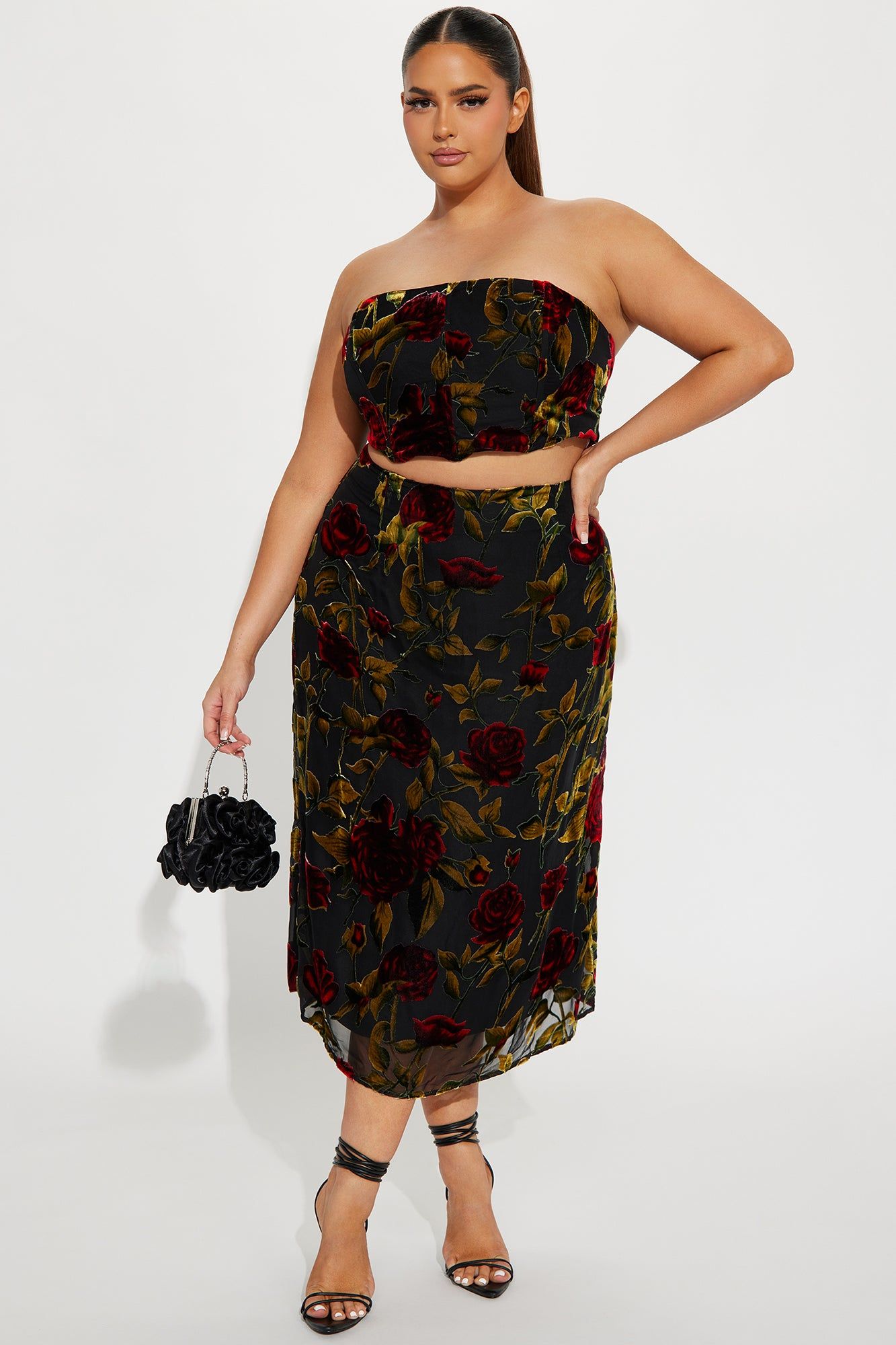 Flora Velvet Skirt Set - Black/combo sold by Fashion Nova product image thumbnail 4