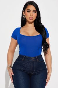 Tatiana Scoop Neck Bodysuit - Royal sold by Fashion Nova