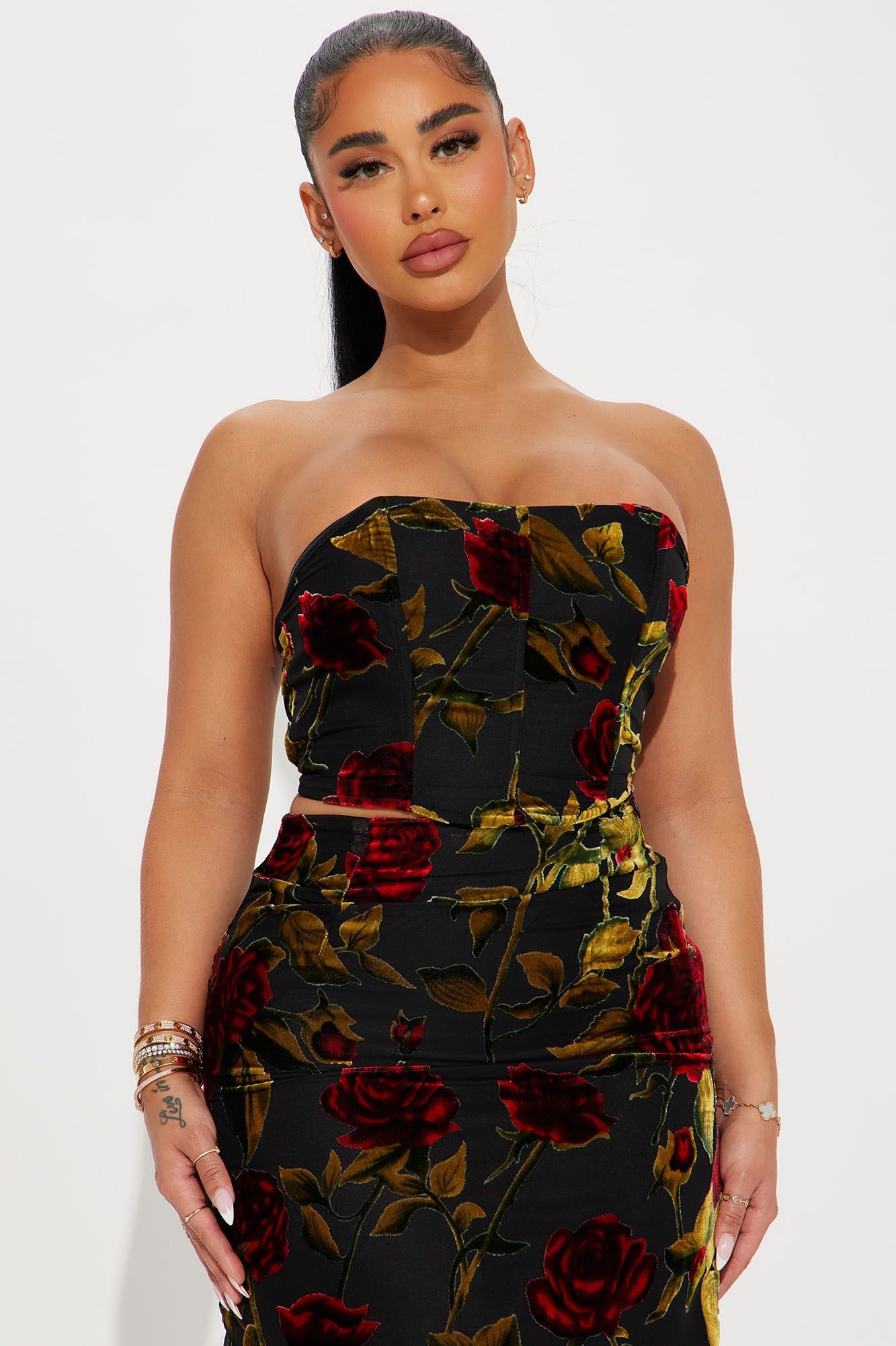 Flora Velvet Skirt Set - Black/combo sold by Fashion Nova product image thumbnail 2