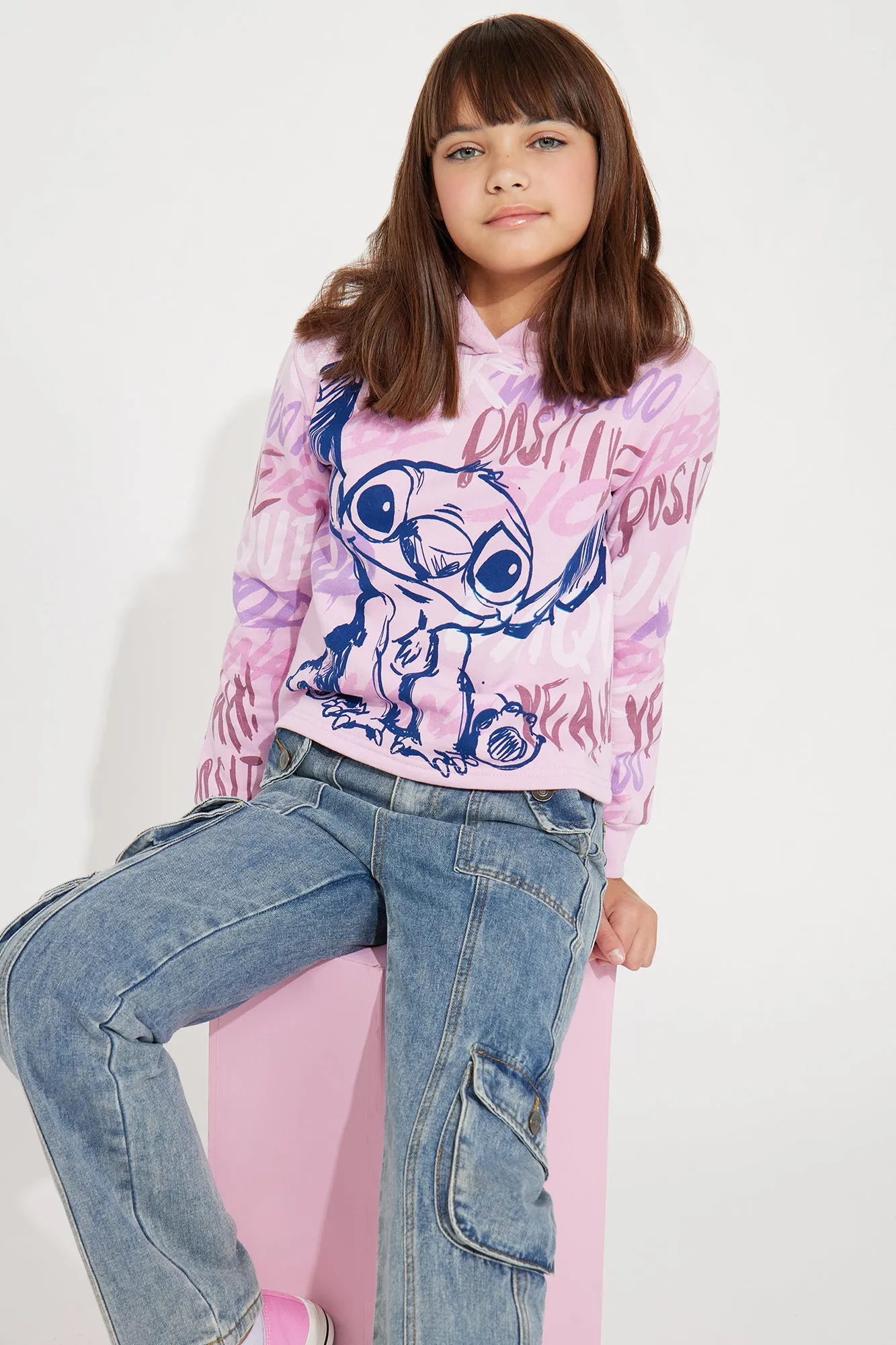 Mini Positive Stitch Hoodie - Pink sold by Fashion Nova