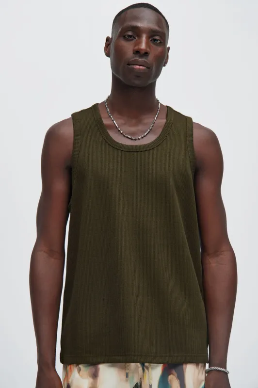 Kalel Textured Tank Top - Olive sold by Fashion Nova
