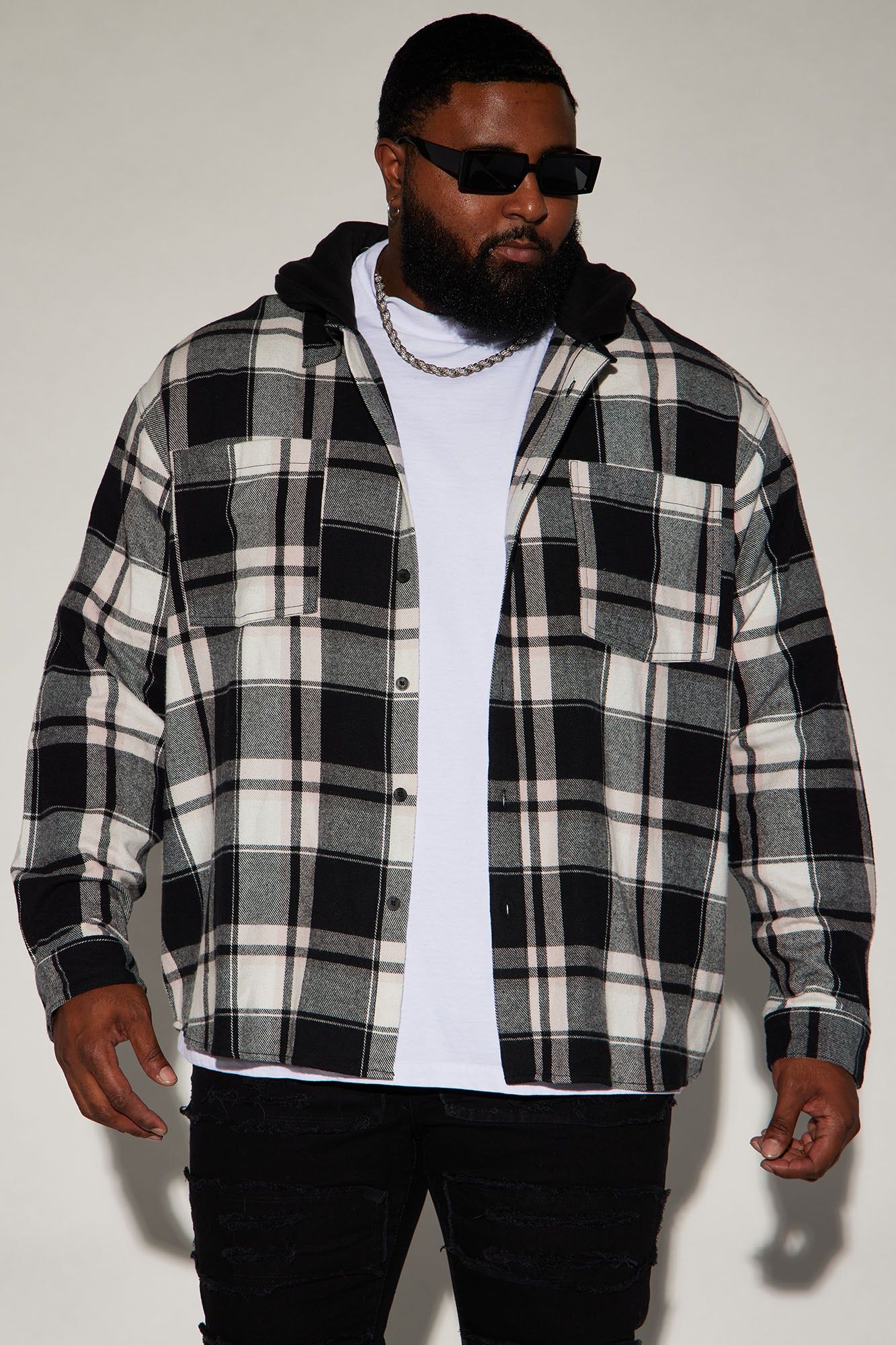 Time Gon Tell Hooded Oversized Shacket - Black/Pink sold by Fashion Nova product image thumbnail 4