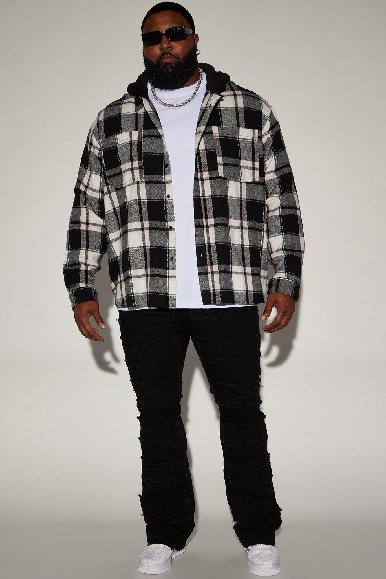 Time Gon Tell Hooded Oversized Shacket - Black/Pink sold by Fashion Nova product image thumbnail 5