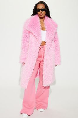Poppin' Off Faux Fur Coat  - Pink sold by Fashion Nova