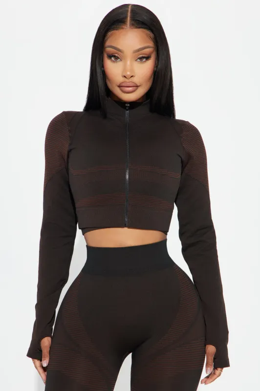 Tough It Out Active Jacket - Brown sold by Fashion Nova
