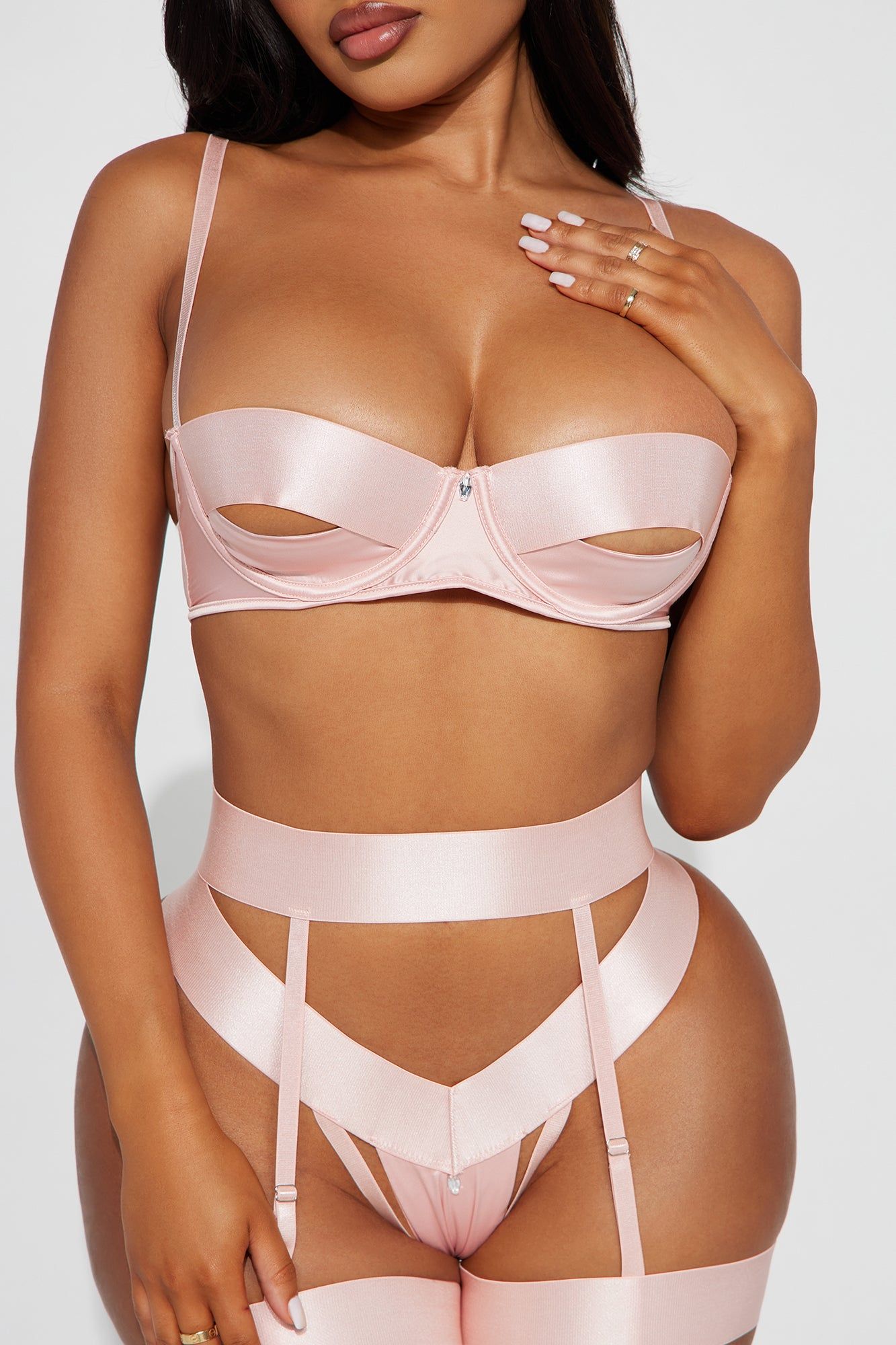 Enemy To Lover Strappy Garter 3 Piece Set - Blush sold by Fashion Nova product image thumbnail 2