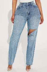 Catching Your Eye Stretch Straight Leg Jeans - Light Wash sold by Fashion Nova