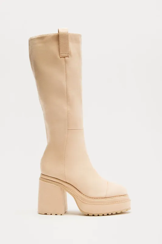 Kamali Platform Knee High Boots - Nude sold by Fashion Nova