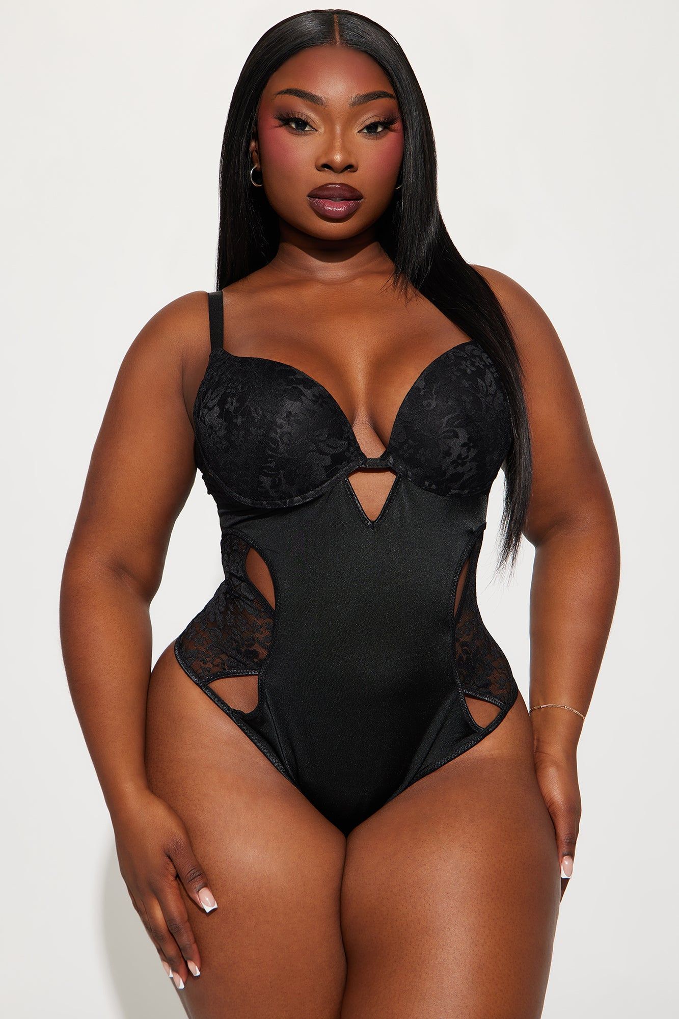 Burning Desire Satin Teddy - Black sold by Fashion Nova