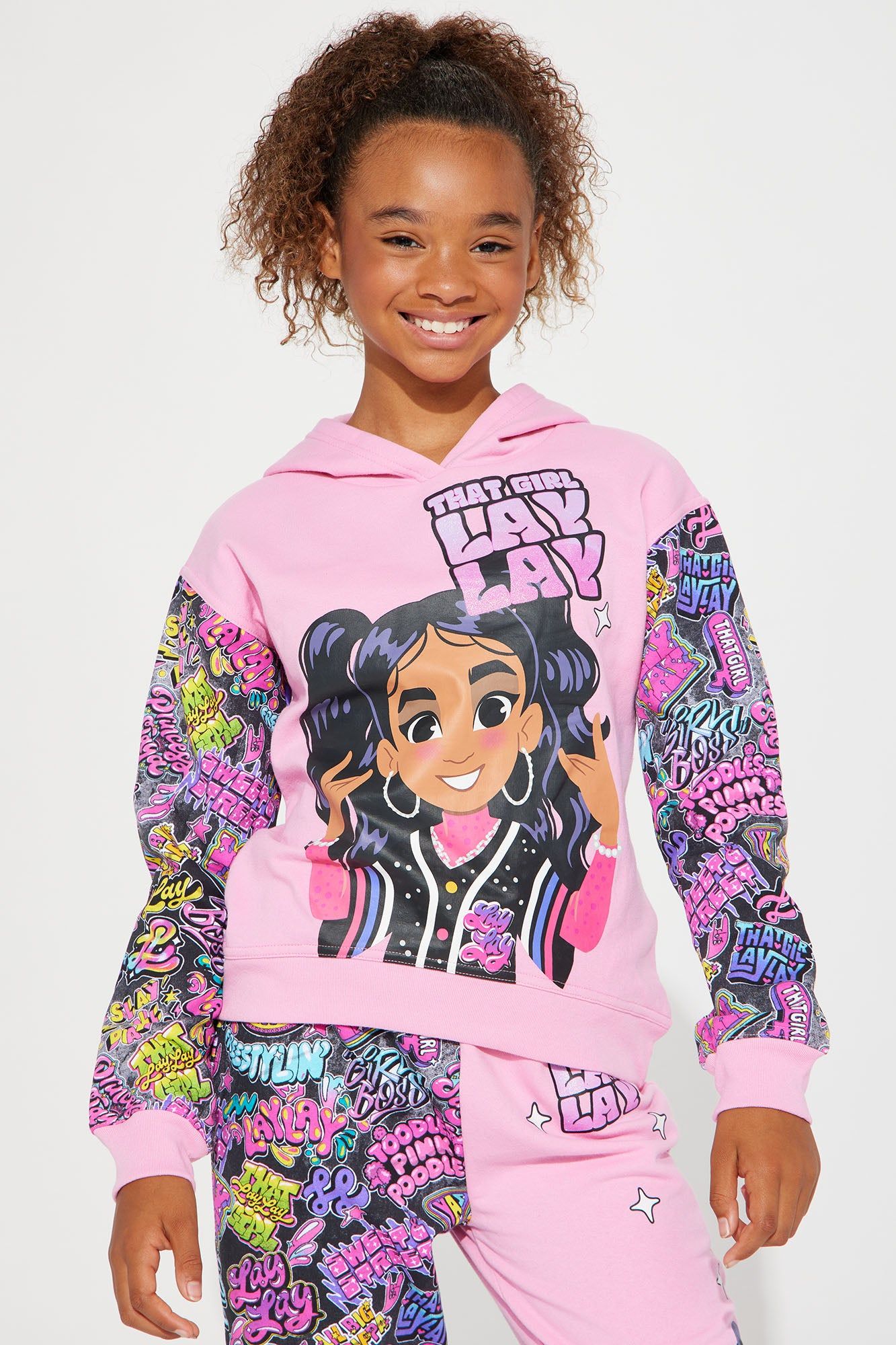 Mini Lay Lay Shining Star Fleece Jogger Set - Pink sold by Fashion Nova product image thumbnail 2