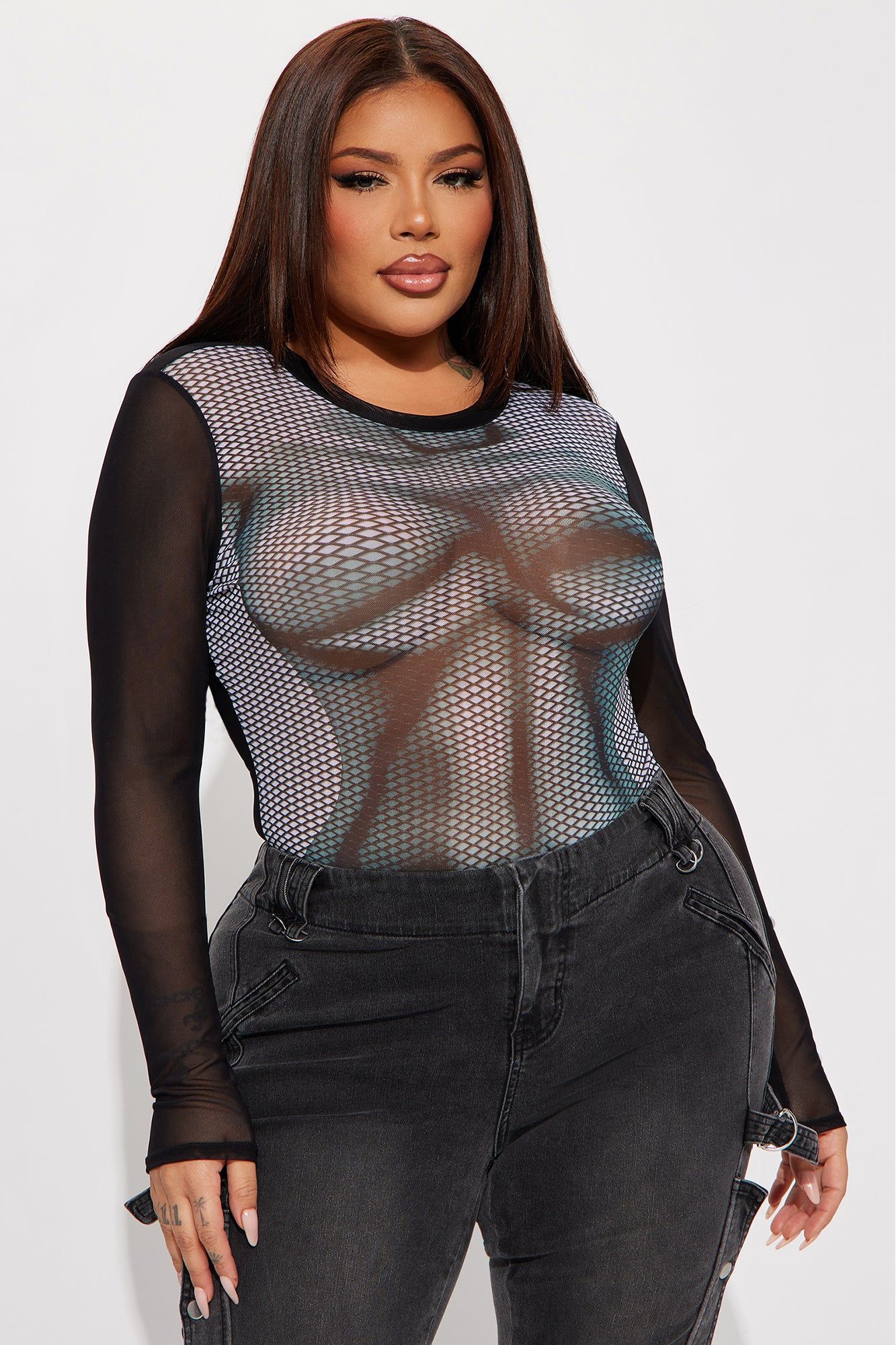 Always Noticed Mesh Bodysuit - Black sold by Fashion Nova product image thumbnail 6
