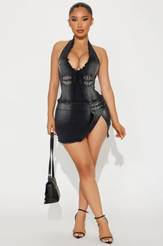 Camila Denim Mini Dress - Grey sold by Fashion Nova