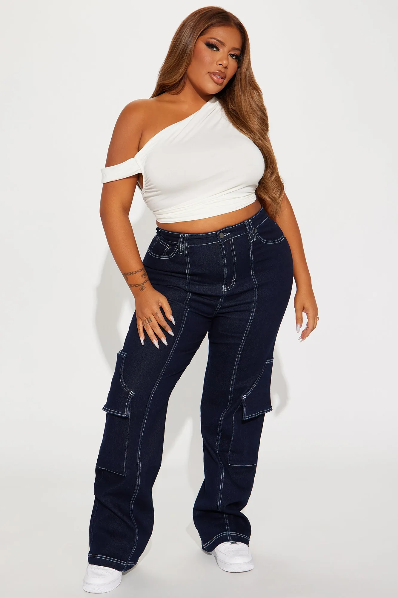 Dedicated To You Stretch Cargo Jeans - Dark Wash sold by Fashion Nova product image thumbnail 4