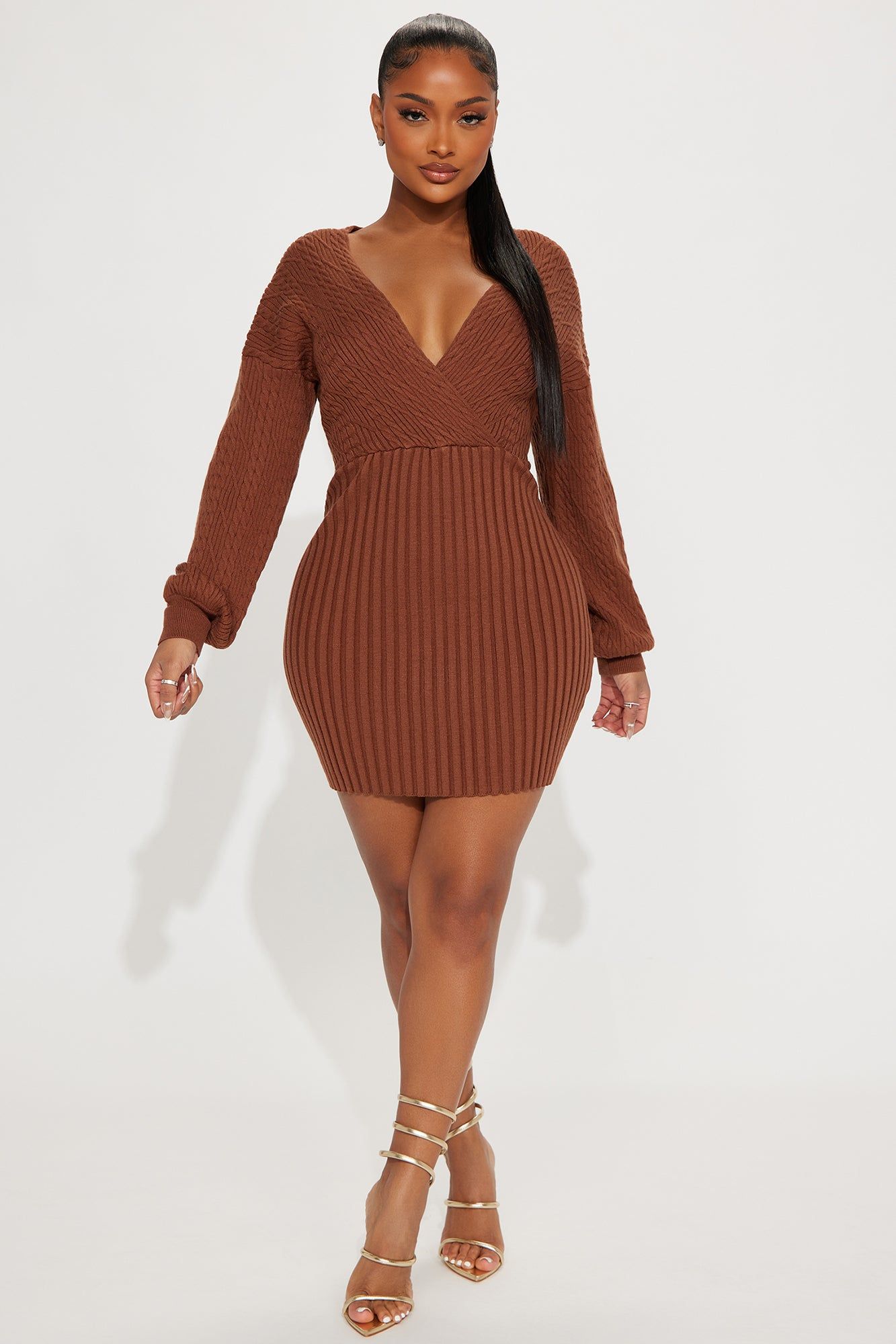 Aspen Sweater Mini Dress - Chocolate sold by Fashion Nova product image thumbnail 2