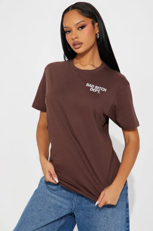 Member Of The Bad Bitch Dept Tee - Brown sold by Fashion Nova