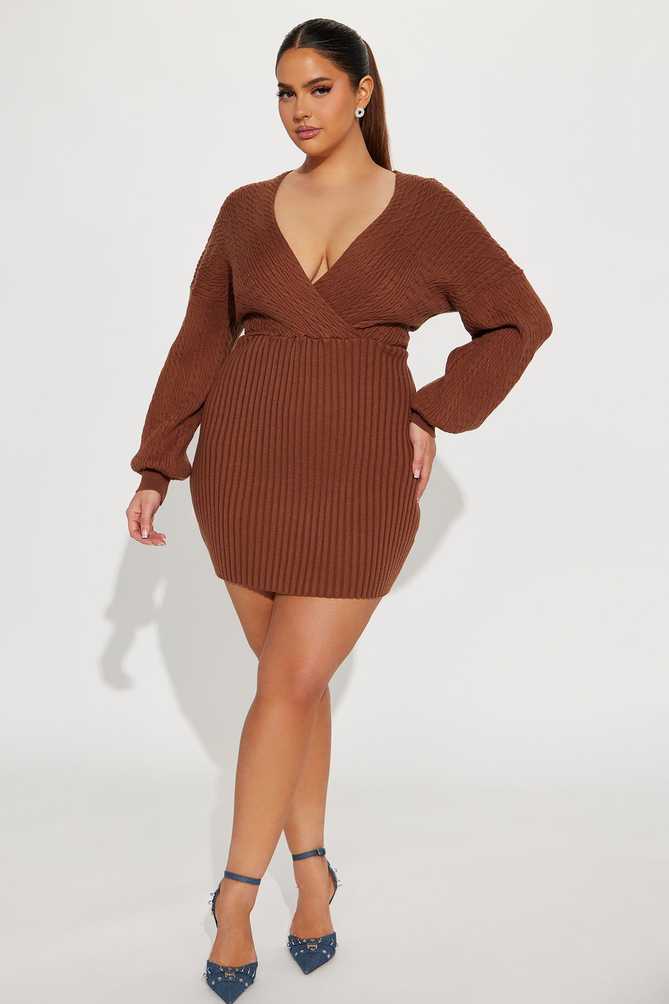 Aspen Sweater Mini Dress - Chocolate sold by Fashion Nova product image thumbnail 5