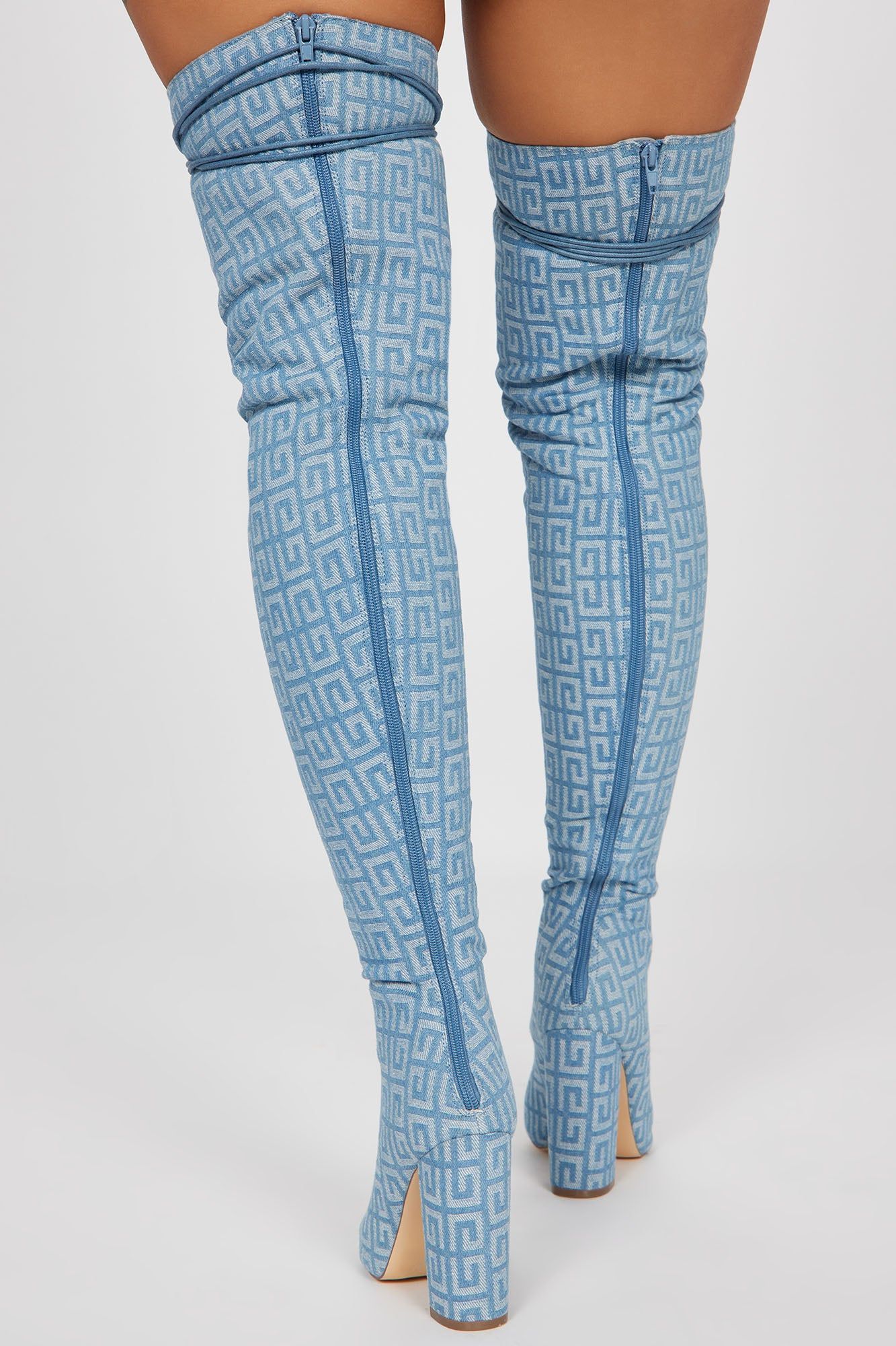 Influence Me Over The Knee Heeled Boots - Denim sold by Fashion Nova product image thumbnail 4