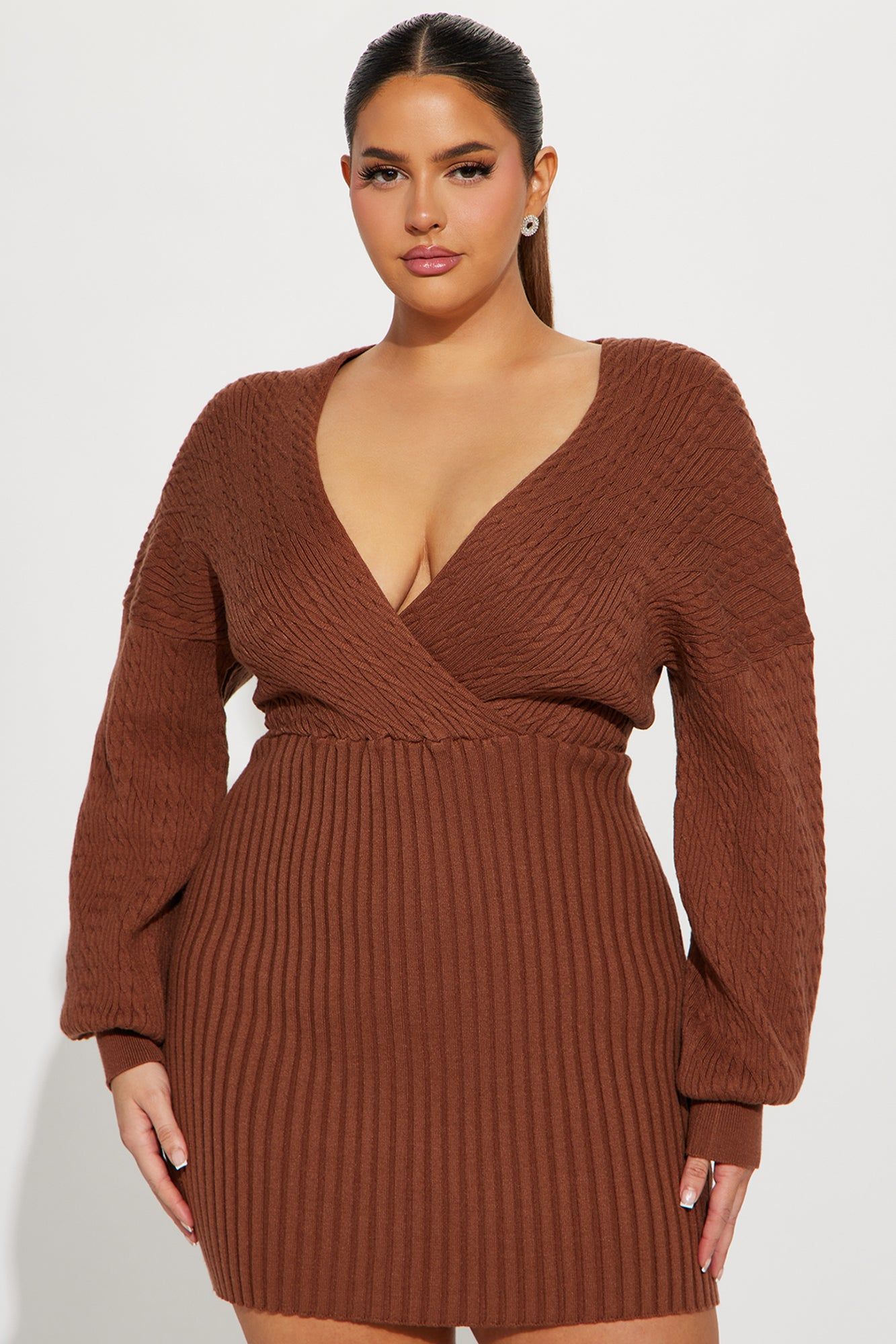 Aspen Sweater Mini Dress - Chocolate sold by Fashion Nova product image thumbnail 4