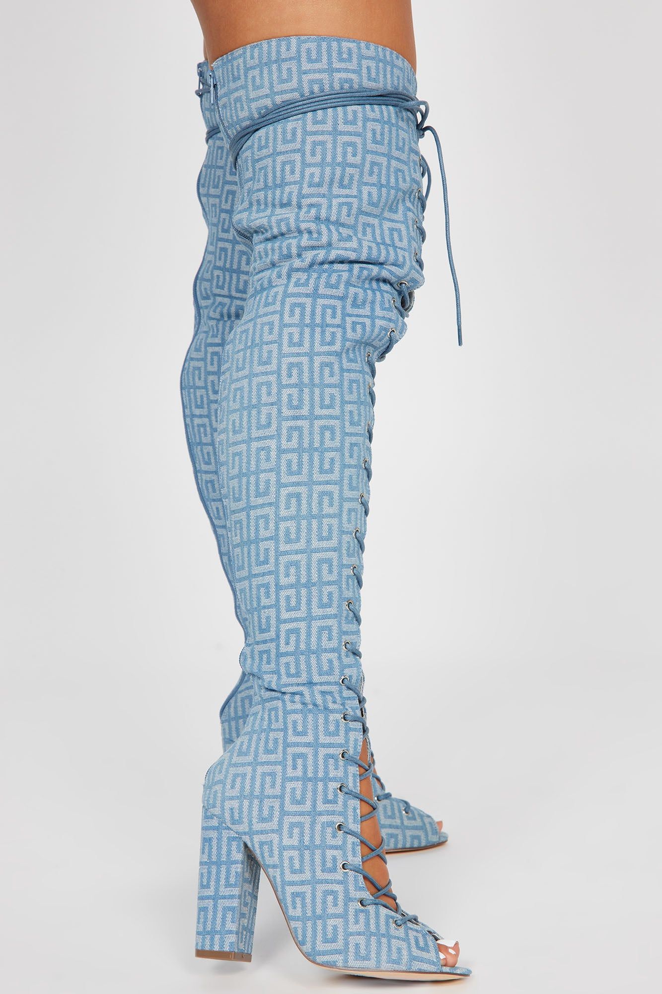 Influence Me Over The Knee Heeled Boots - Denim sold by Fashion Nova product image thumbnail 3