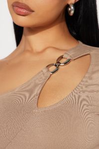 Leave The Drama Cut Out Top - Taupe sold by Fashion Nova