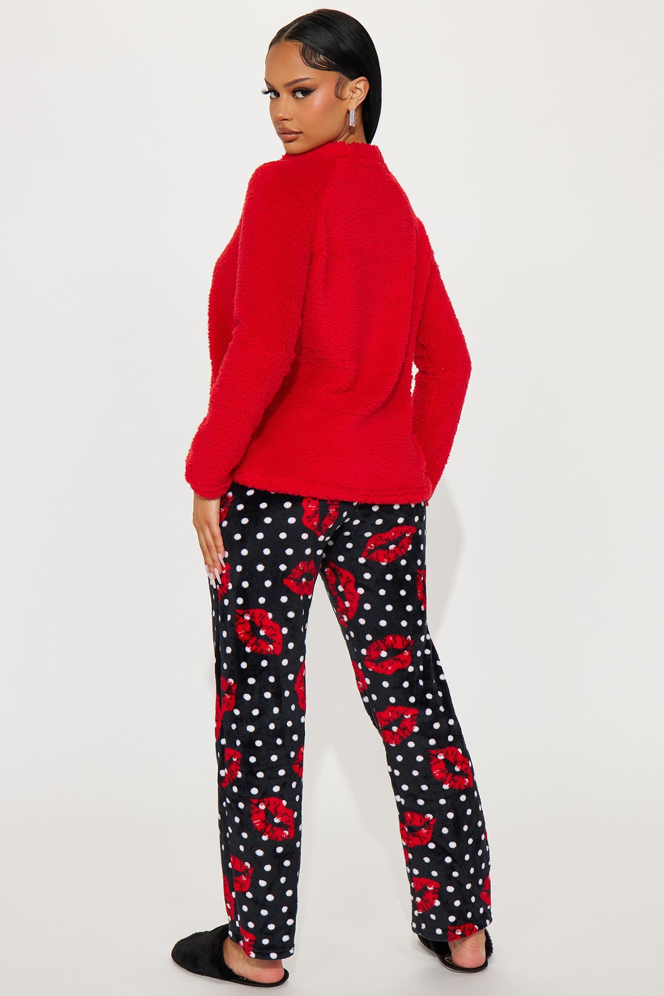 Give Me Kisses Plush PJ Pant Set - Red/Black sold by Fashion Nova product image thumbnail 4