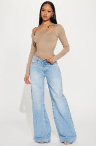 Leave The Drama Cut Out Top - Taupe sold by Fashion Nova