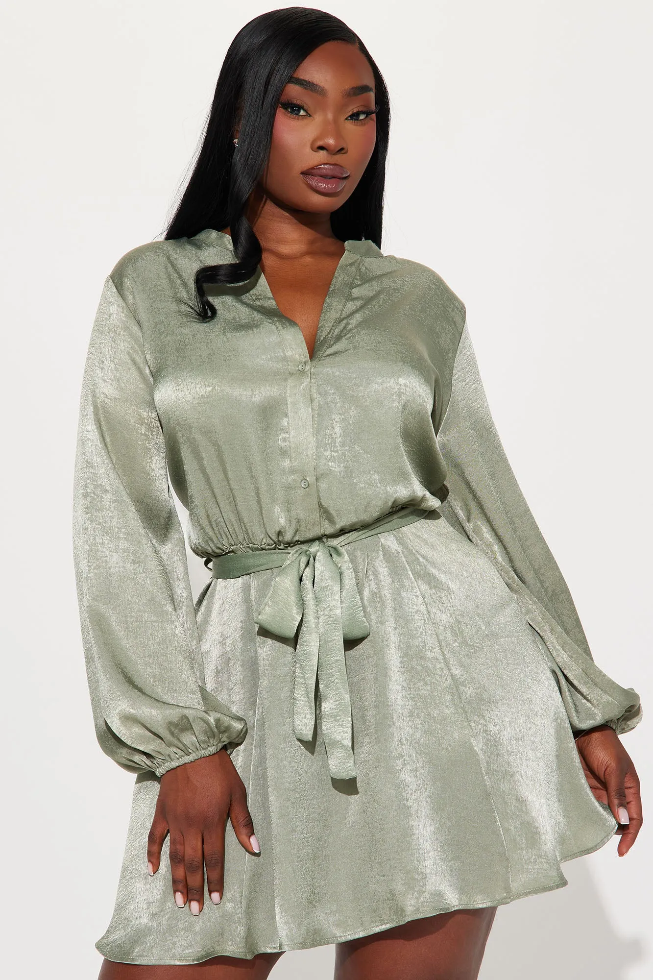Boardroom Beauty Mini Shirt Dress - Sage sold by Fashion Nova product image thumbnail 4