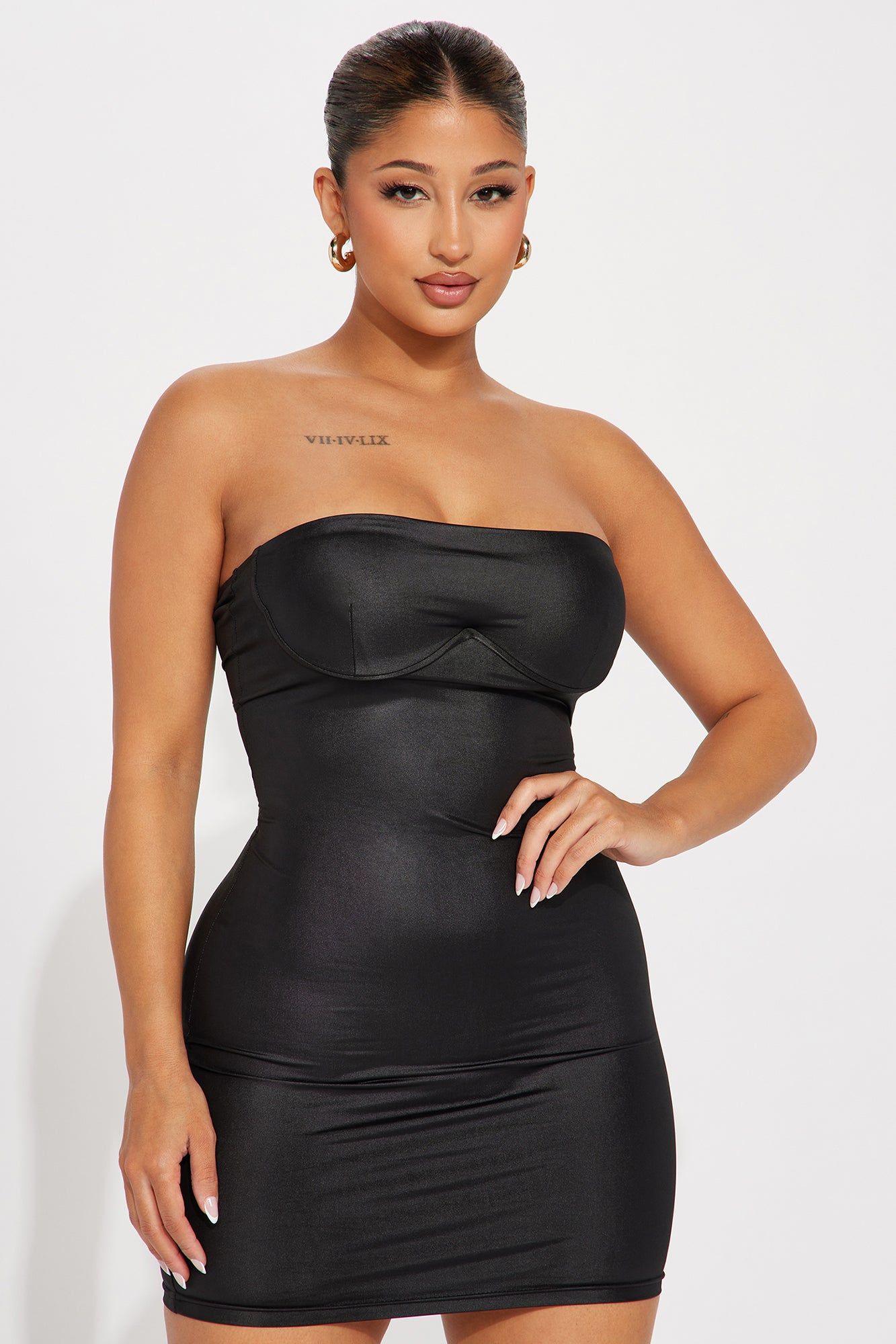 Annie Satin Mini Dress - Black sold by Fashion Nova