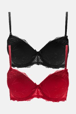 Ready For It Extreme Push Up 2 Pack Bras - Black/Red sold by Fashion Nova