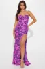Exquisite Flower Sequin Gown - Purple/combo sold by Fashion Nova