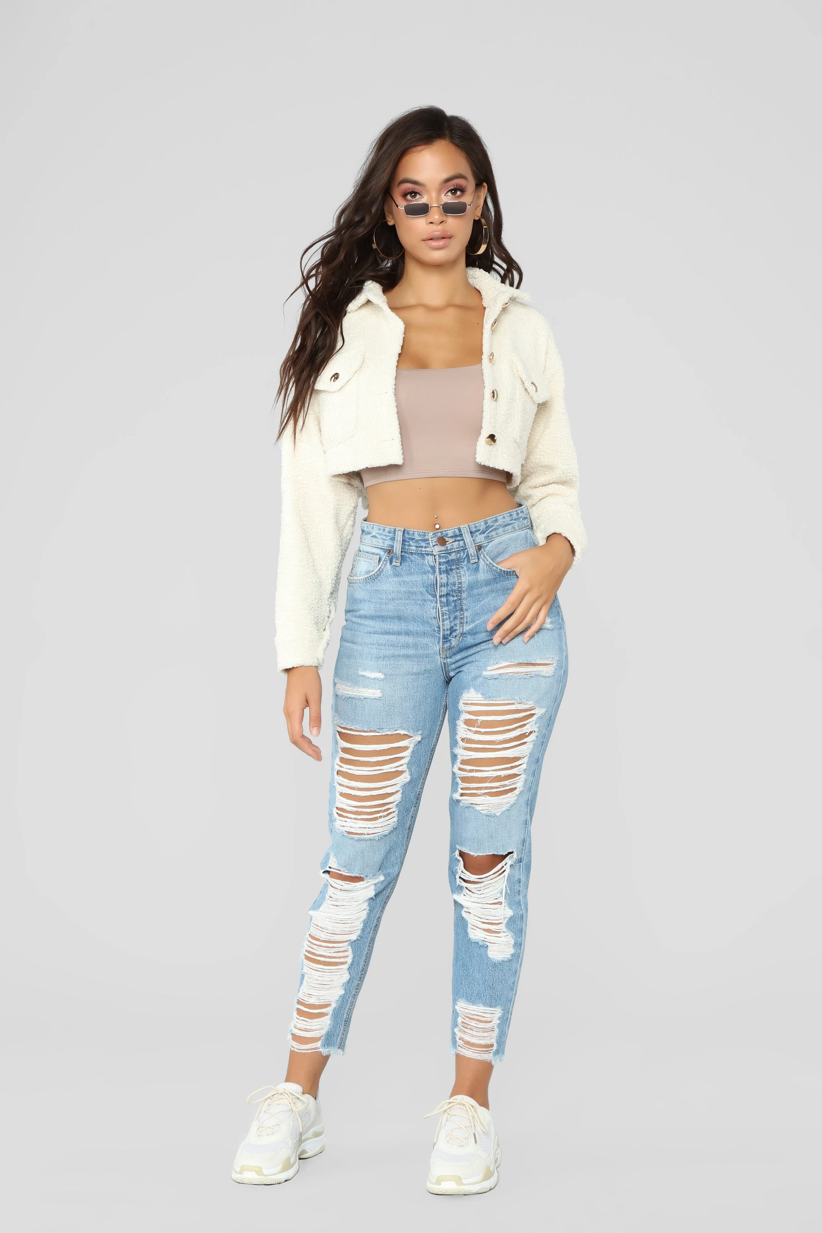 Fuzzy Love Button Crop Jacket - Ivory sold by Fashion Nova product image thumbnail 3