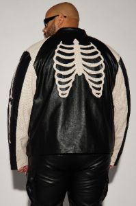 Bones Faux Leather Motocross Jacket - Black sold by Fashion Nova
