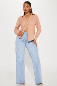 Justine Linen Shirt - Tan sold by Fashion Nova