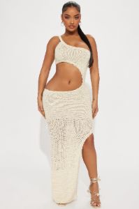 Maya Knit Maxi Dress - Cream/combo sold by Fashion Nova