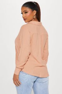 Justine Linen Shirt - Tan sold by Fashion Nova