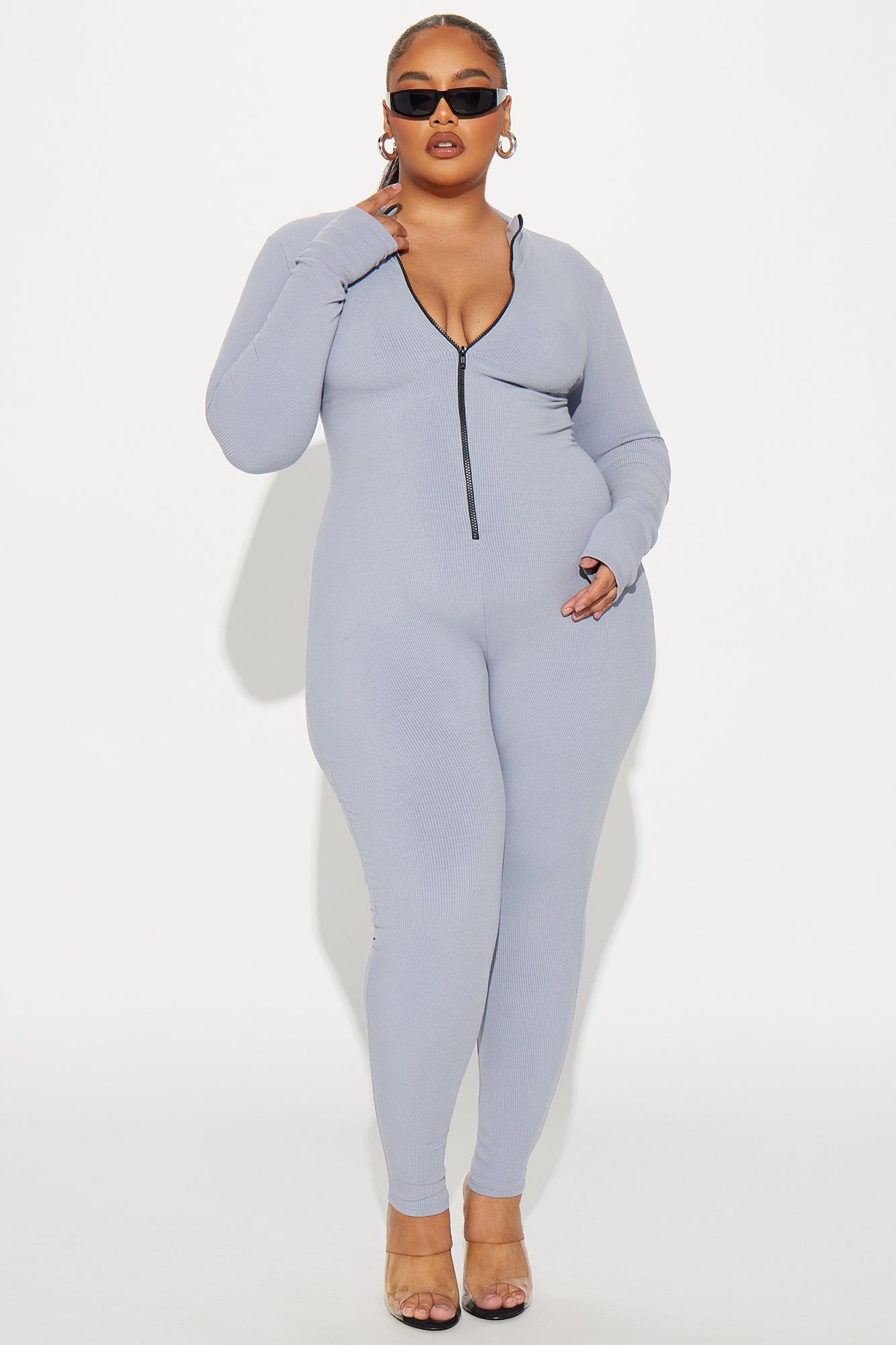 Sabrina Snatched Jumpsuit - Slate Grey sold by Fashion Nova