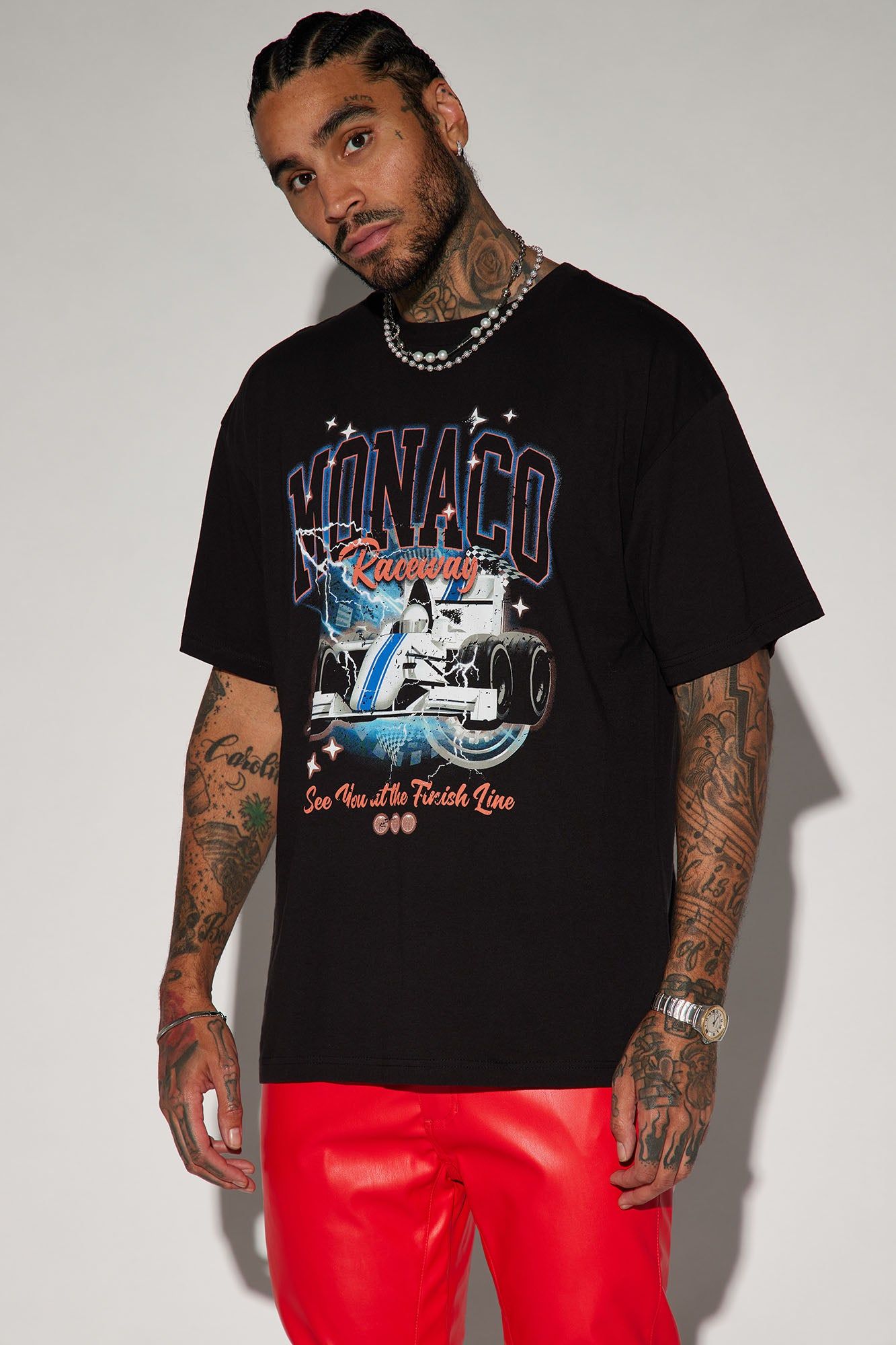 Finish Line Short Sleeve Tee - Black sold by Fashion Nova